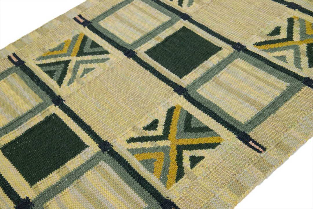Modern Swedish Wool Rug 4 X 5