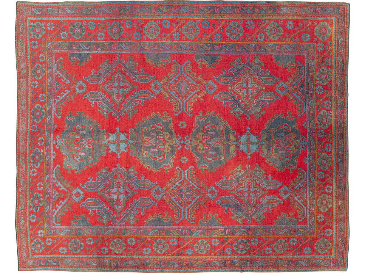 Antique Turkish Oushak Wool Rug 10 X 12