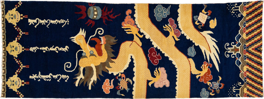 Antique Art Deco Chinese Wool Runner 5 X 13