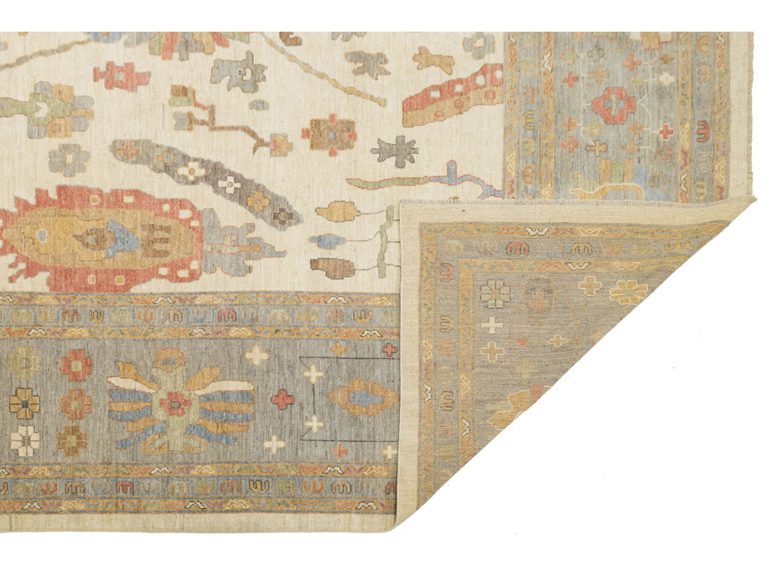 Modern Oushak Wool Rug 13 X 17