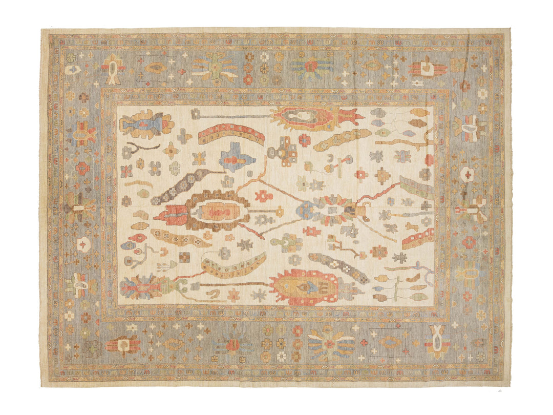 Modern Oushak Wool Rug 13 X 17