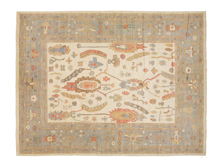 Modern Oushak Wool Rug 13 X 17