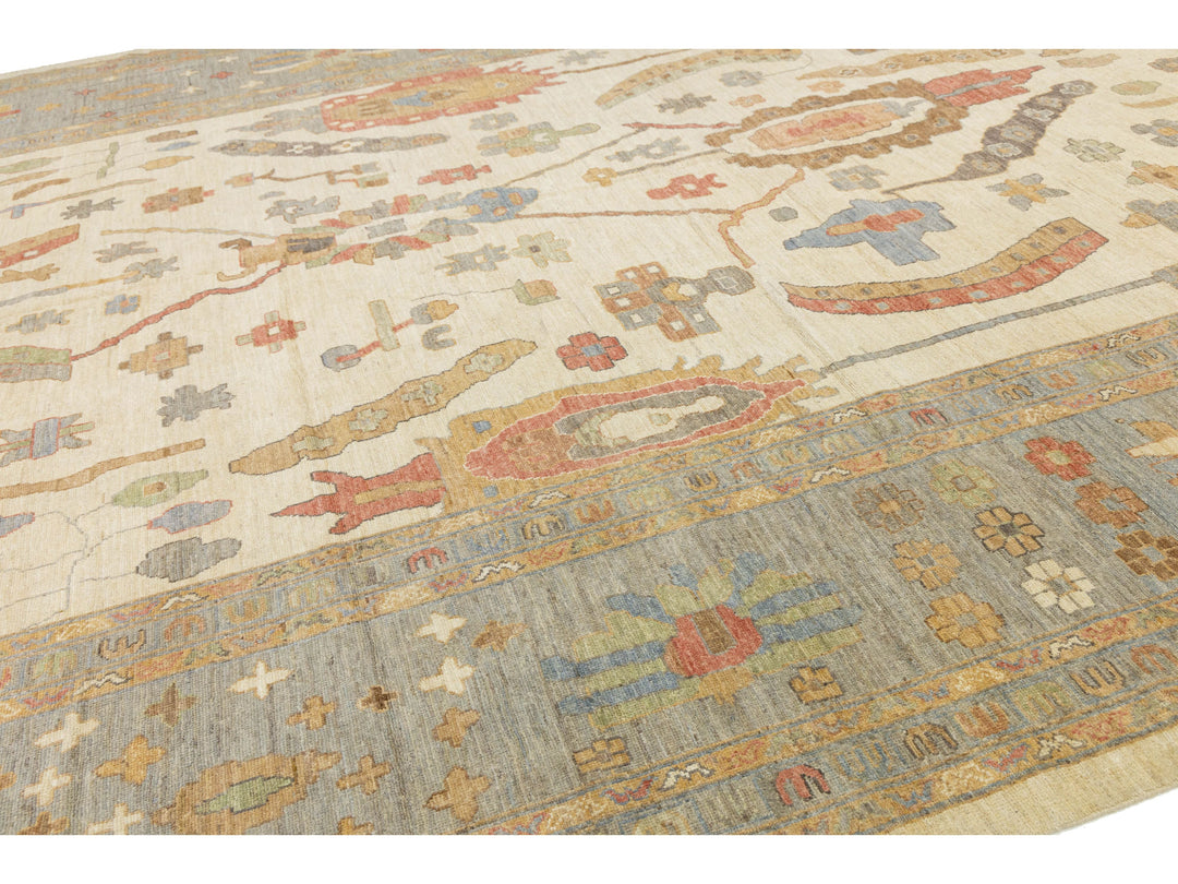 Modern Oushak Wool Rug 13 X 17