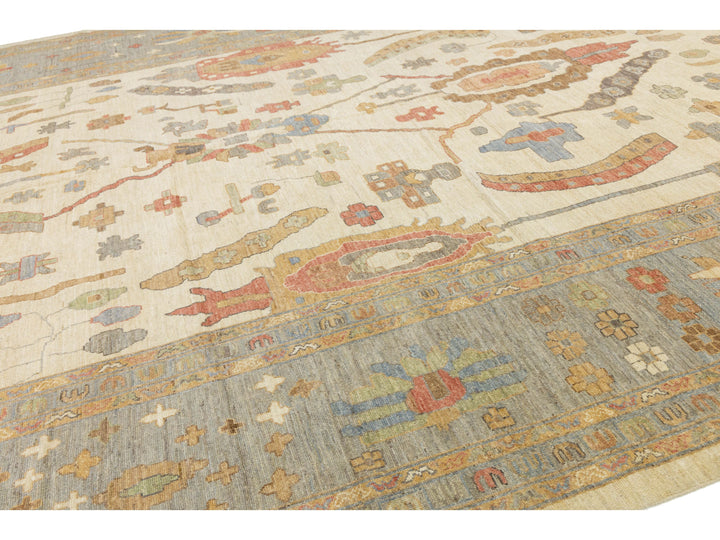 Modern Oushak Wool Rug 13 X 17