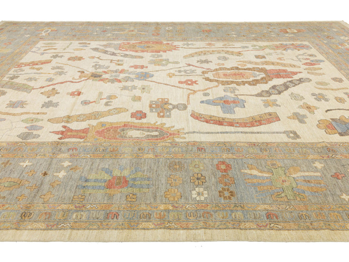 Modern Oushak Wool Rug 13 X 17
