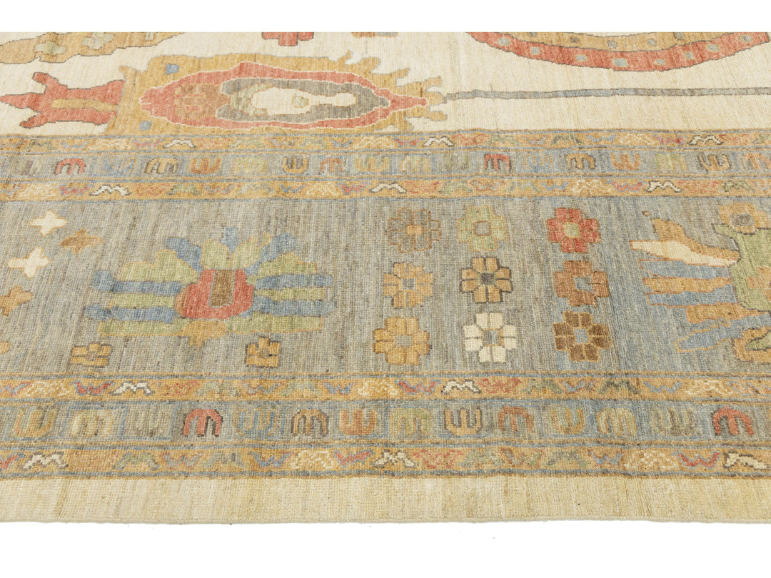 Modern Oushak Wool Rug 13 X 17