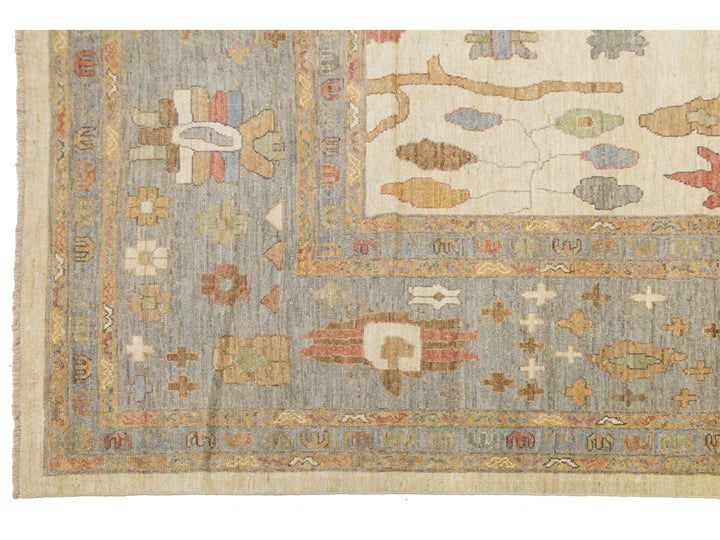 Modern Oushak Wool Rug 13 X 17