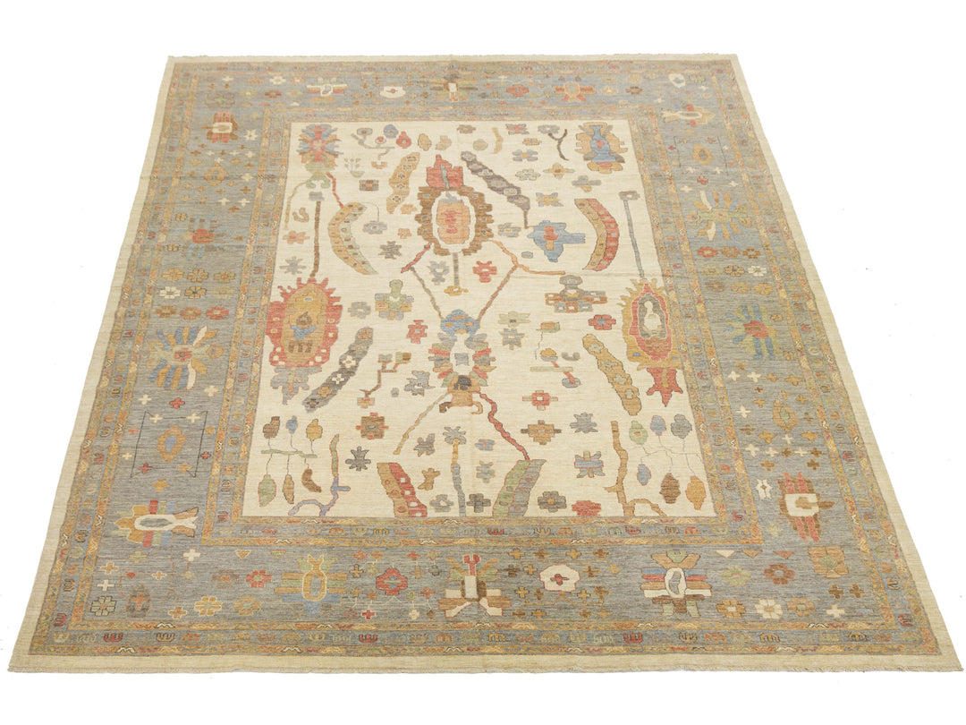 Modern Oushak Wool Rug 13 X 17