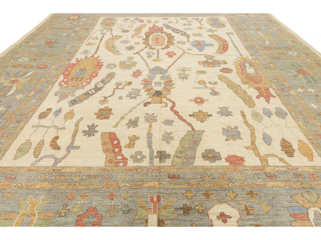 Modern Oushak Wool Rug 13 X 17