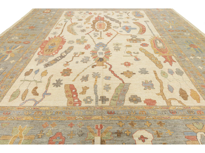 Modern Oushak Wool Rug 13 X 17