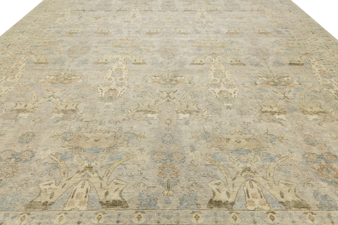 Modern Tabriz Wool Rug 13 X 16