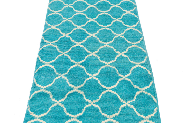 Modern Turkish Moroccan Wool Runner 3 X 12
