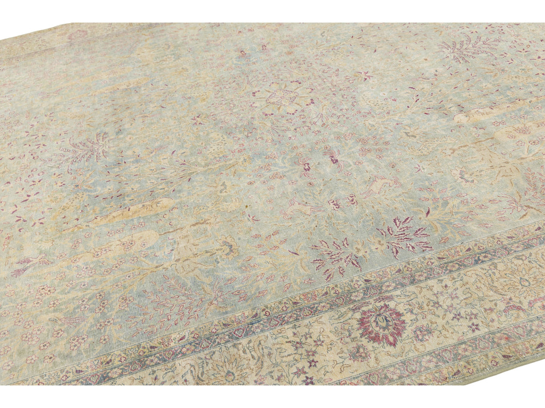 Antique Kerman Wool Rug 10 X 13