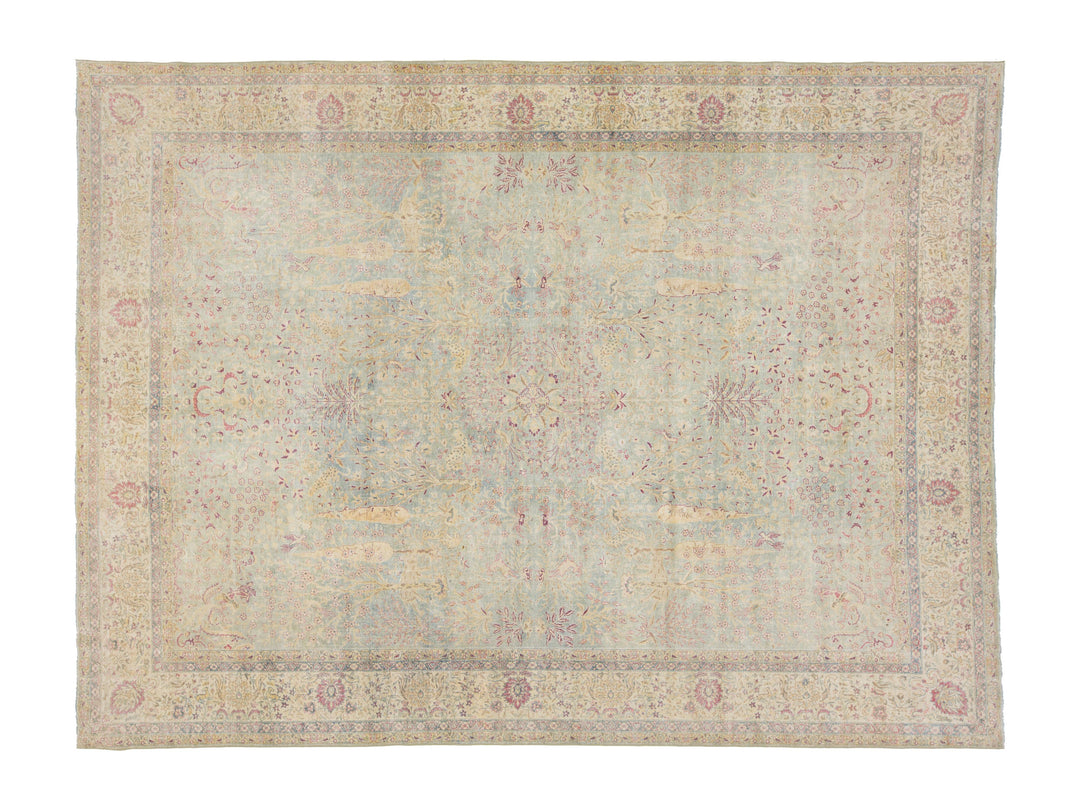 Antique Kerman Wool Rug 10 X 13