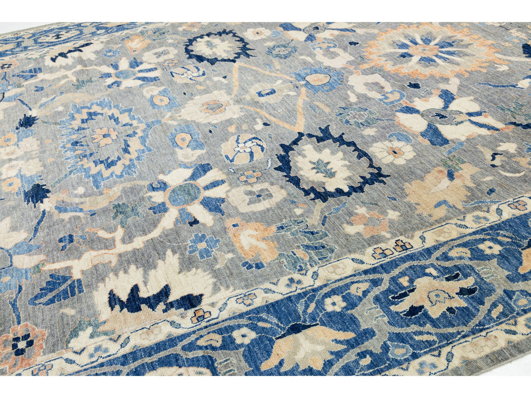 Modern Oushak Wool Rug 12 X 15