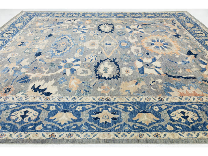 Modern Oushak Wool Rug 12 X 15