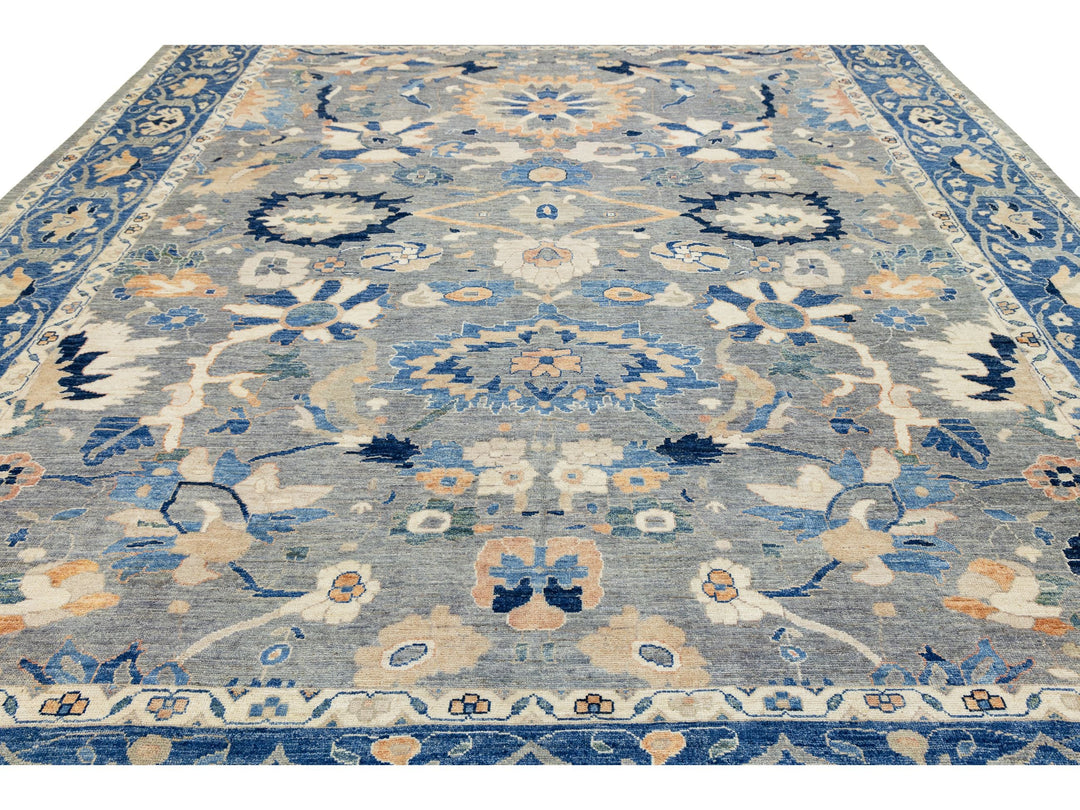 Modern Oushak Wool Rug 12 X 15