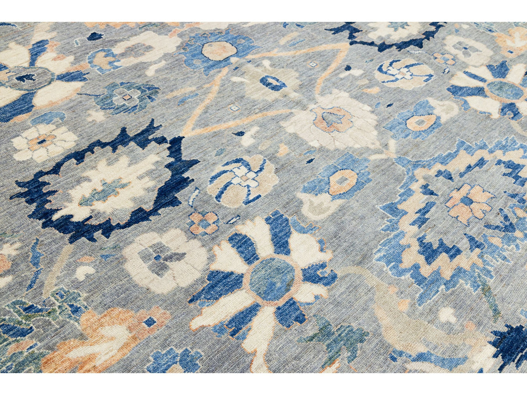 Modern Oushak Wool Rug 12 X 15