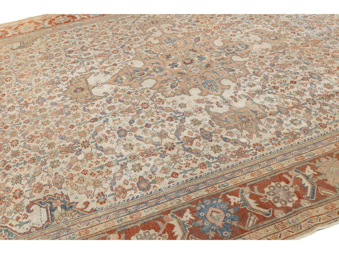 Antique Persian Mahal Wool Rug 10 X 12