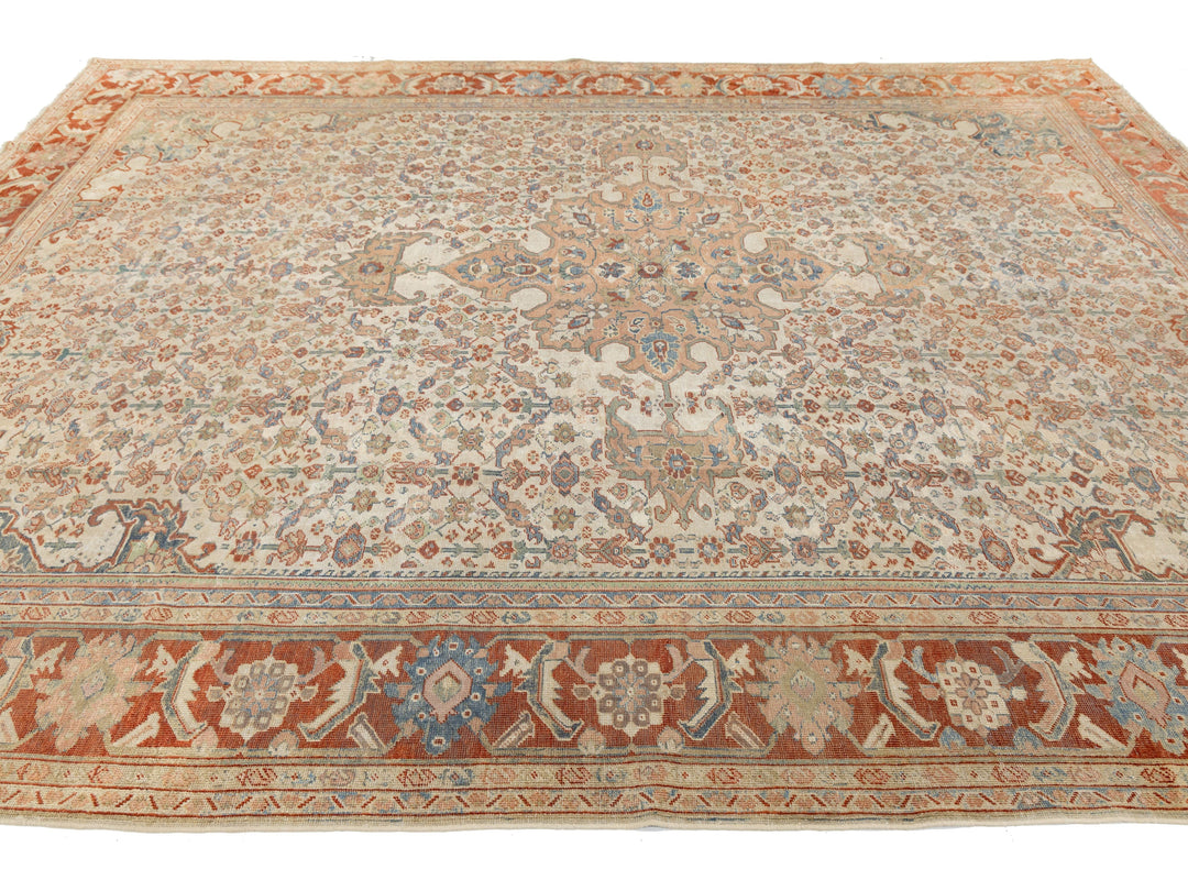 Antique Persian Mahal Wool Rug 10 X 12
