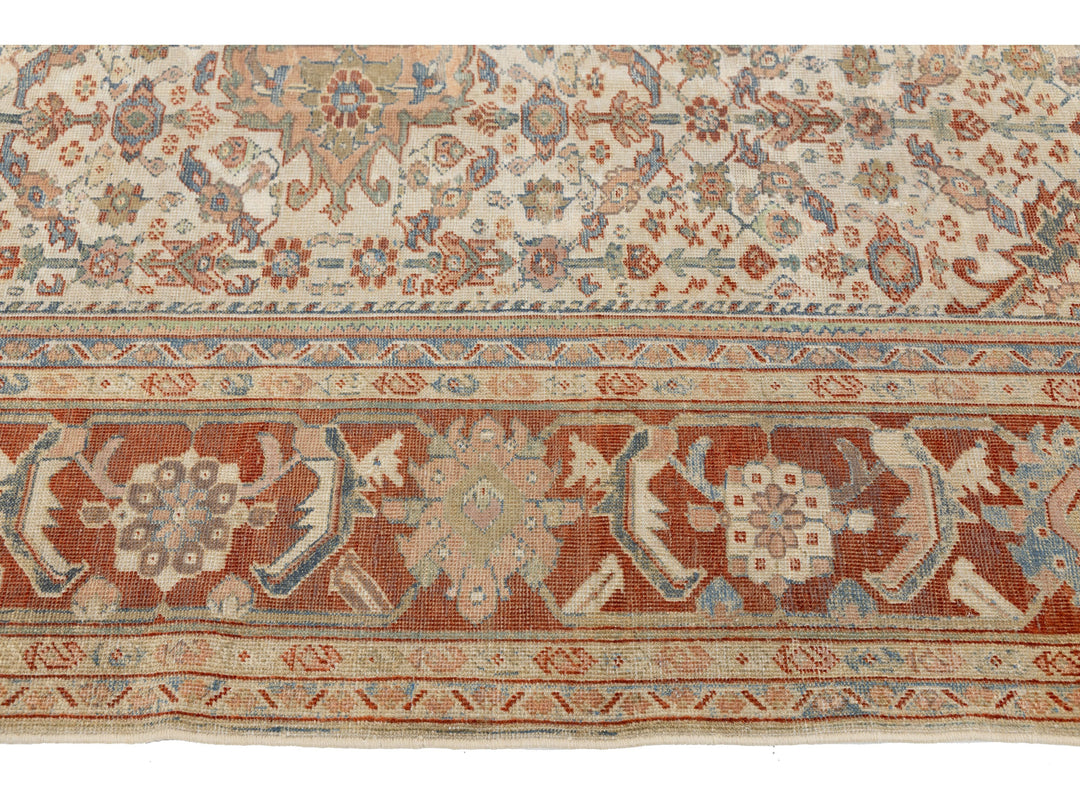 Antique Persian Mahal Wool Rug 10 X 12