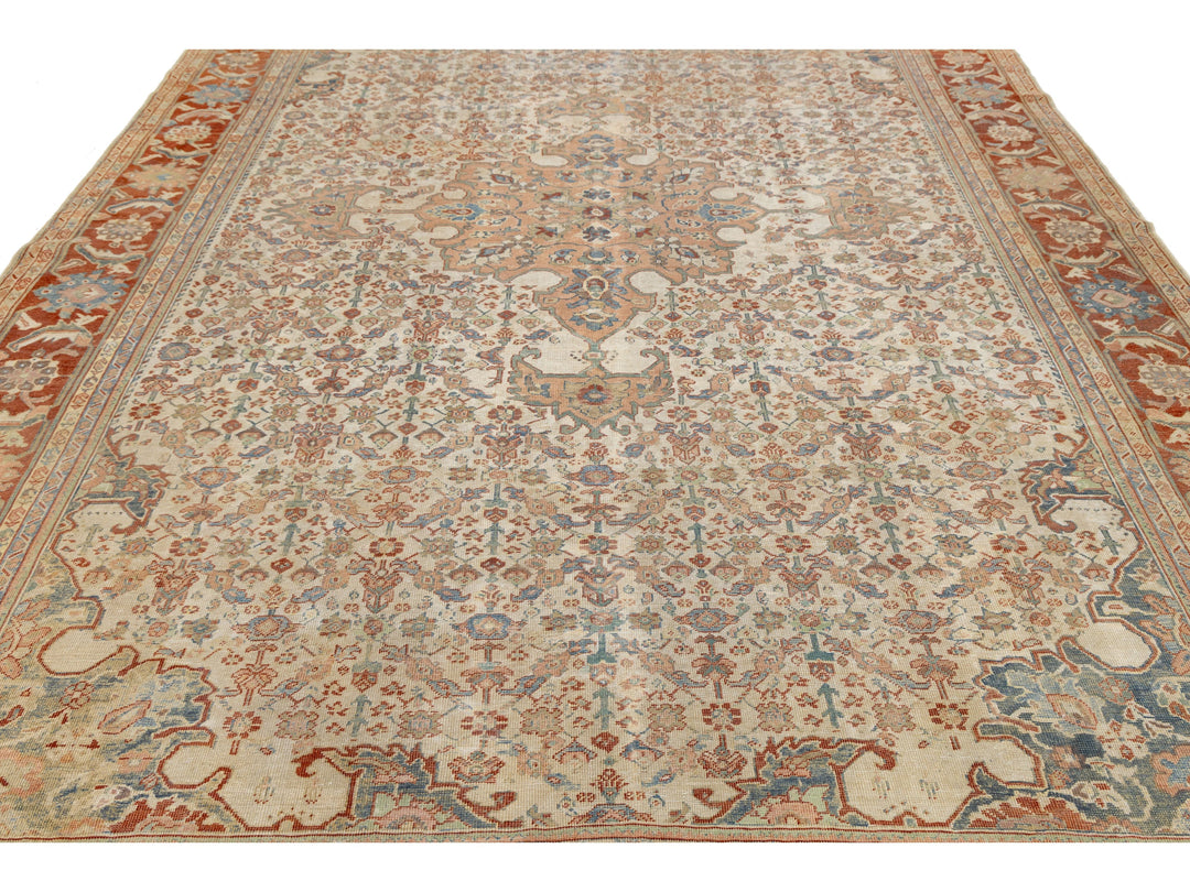 Antique Persian Mahal Wool Rug 10 X 12