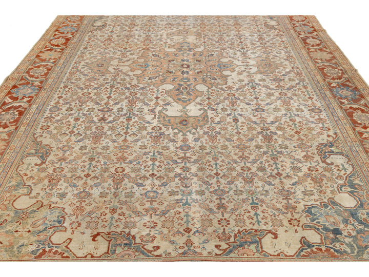 Antique Persian Mahal Wool Rug 10 X 12