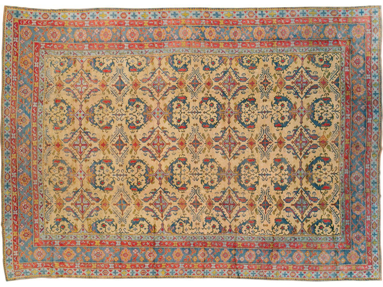 Antique Turkish Oushak Wool Rug 13 X 18