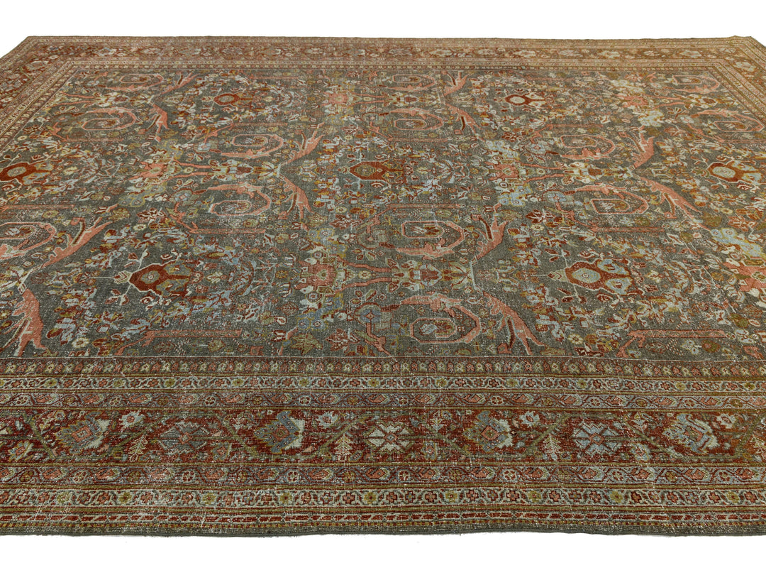 Antique Mahal Wool Rug 11 X 16