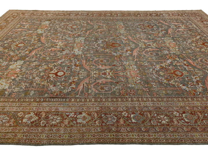 Antique Mahal Wool Rug 11 X 16