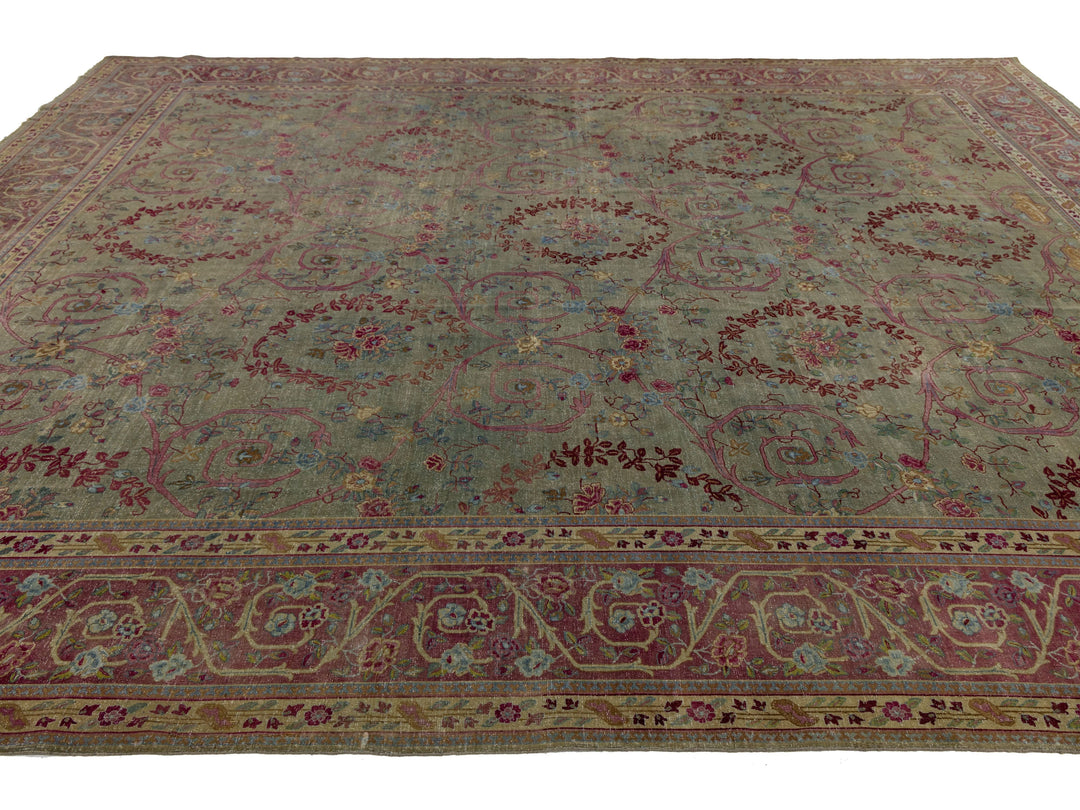 Antique Indian Agra Wool Rug 13 X 15