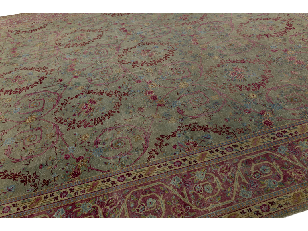 Antique Indian Agra Wool Rug 13 X 15