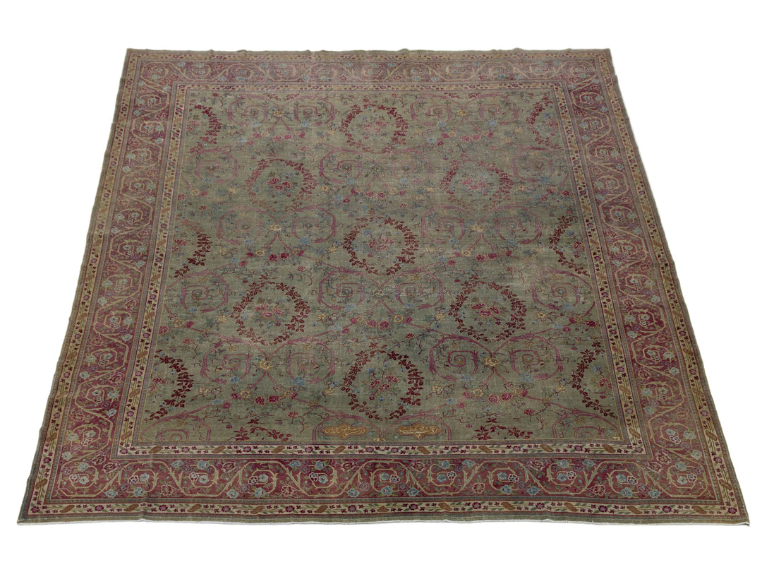 Antique Indian Agra Wool Rug 13 X 15