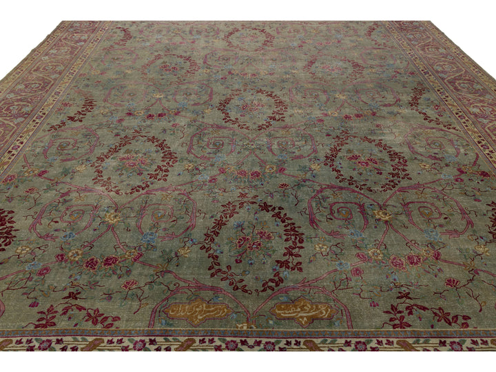 Antique Indian Agra Wool Rug 13 X 15