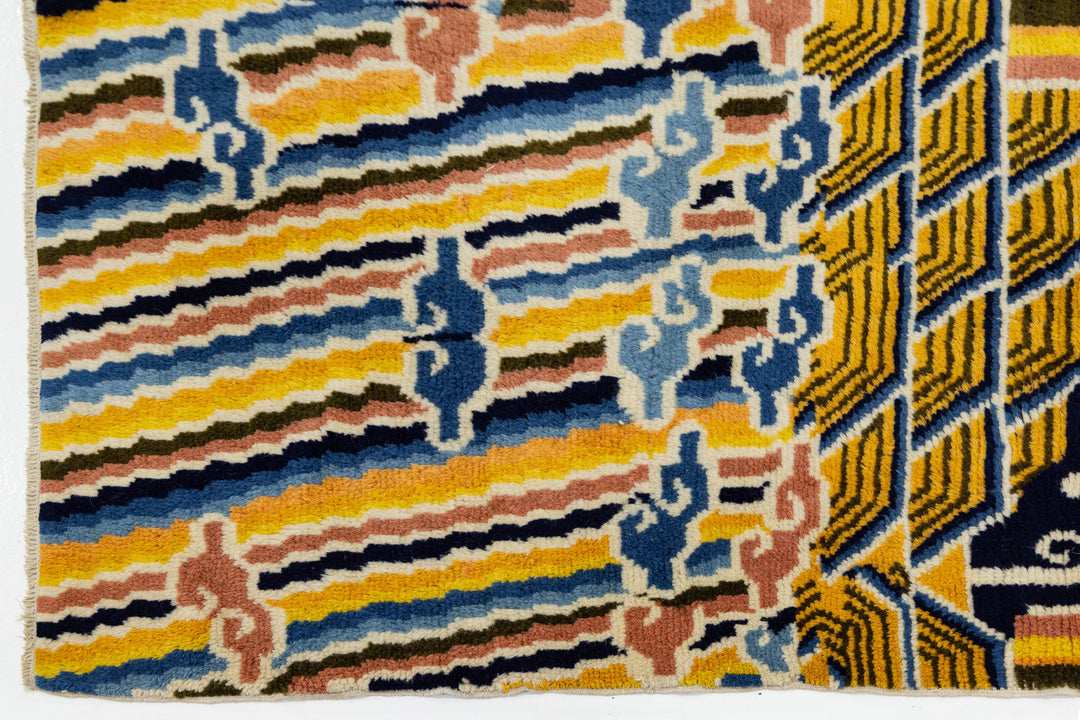 Antique Art Deco Chinese Wool Runner 5 X 17