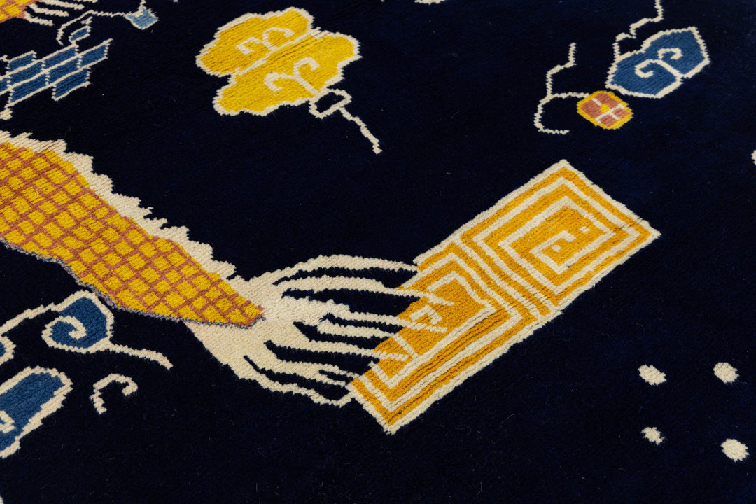 Antique Art Deco Chinese Wool Runner 5 X 17