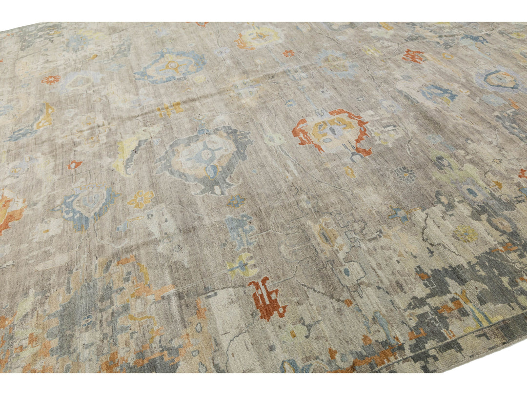 Contemporary Oushak Wool Rug 12 X 15