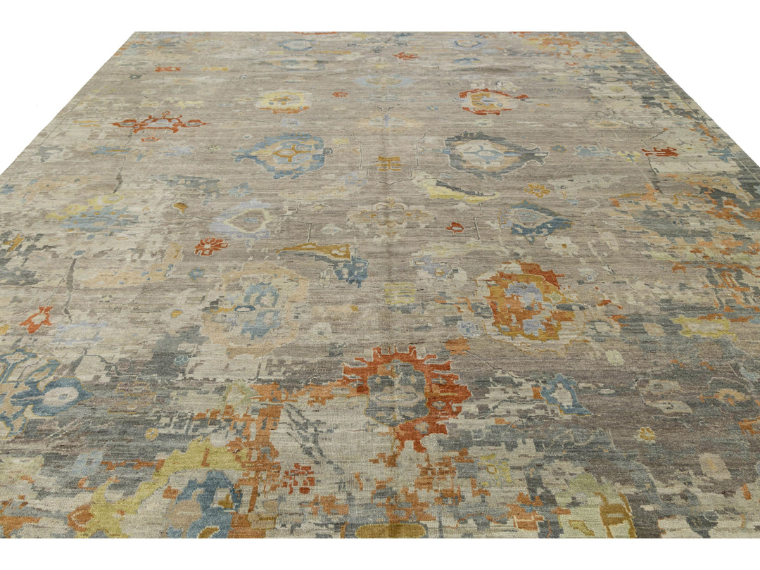 Contemporary Oushak Wool Rug 12 X 15