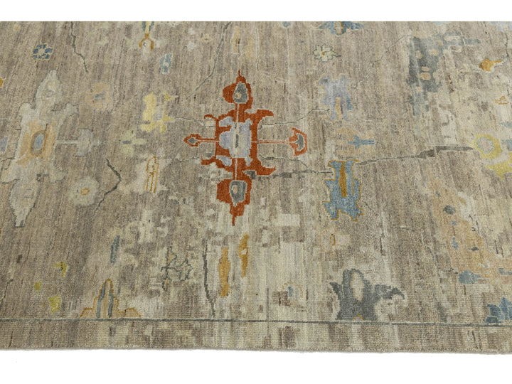 Contemporary Oushak Wool Rug 12 X 15