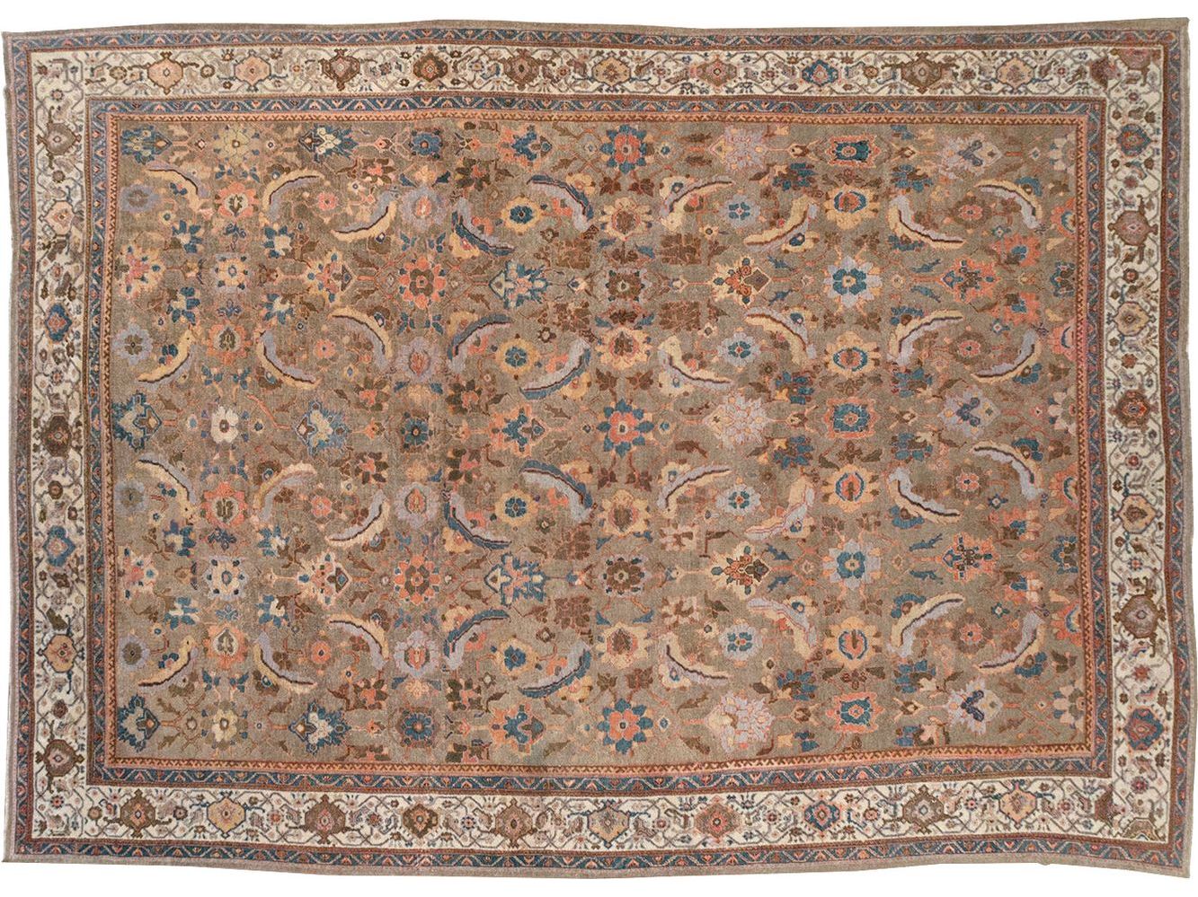 Antique Persian Mahal Wool Rug 14 X 19