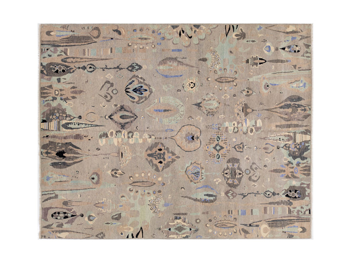 Contemporary Ikat Wool Rug 12 X 15