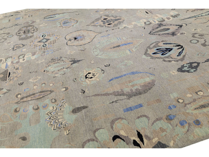 Contemporary Ikat Wool Rug 12 X 15