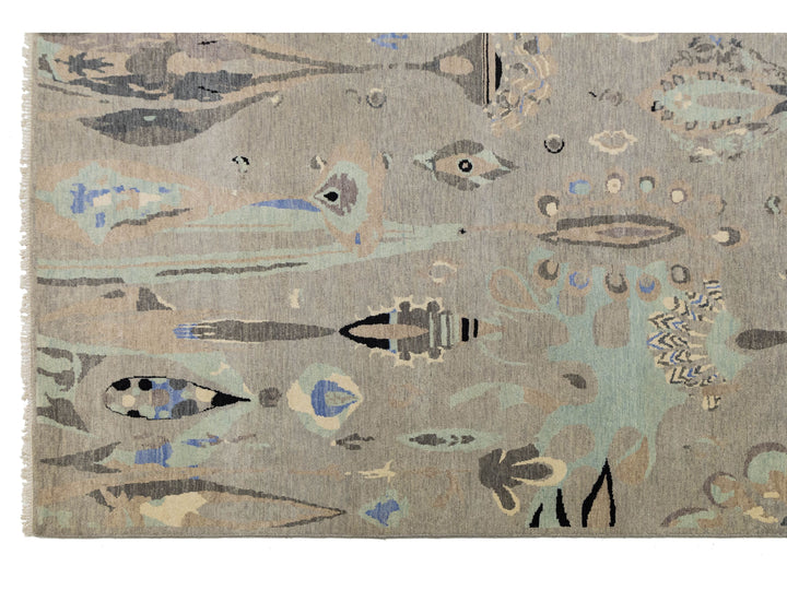 Contemporary Ikat Wool Rug 12 X 15