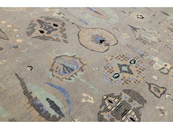 Contemporary Ikat Wool Rug 12 X 15