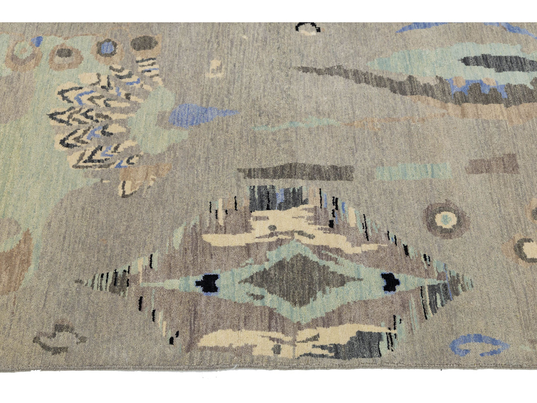 Contemporary Ikat Wool Rug 12 X 15