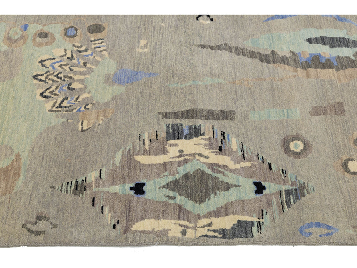 Contemporary Ikat Wool Rug 12 X 15