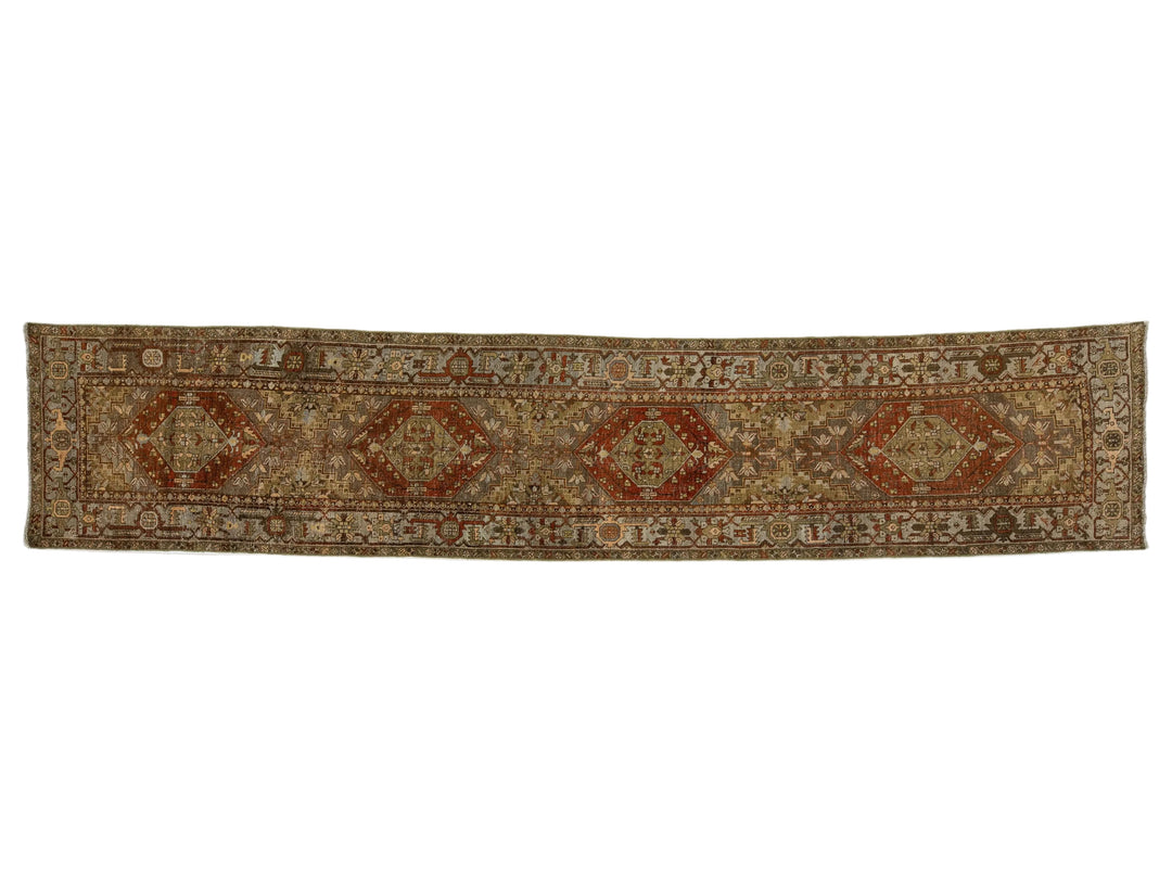 Antique Heriz Wool Runner 3 X 14