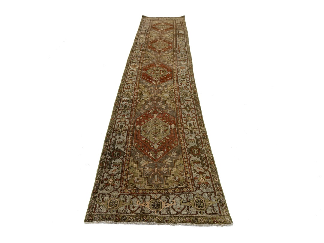 Antique Heriz Wool Runner 3 X 14