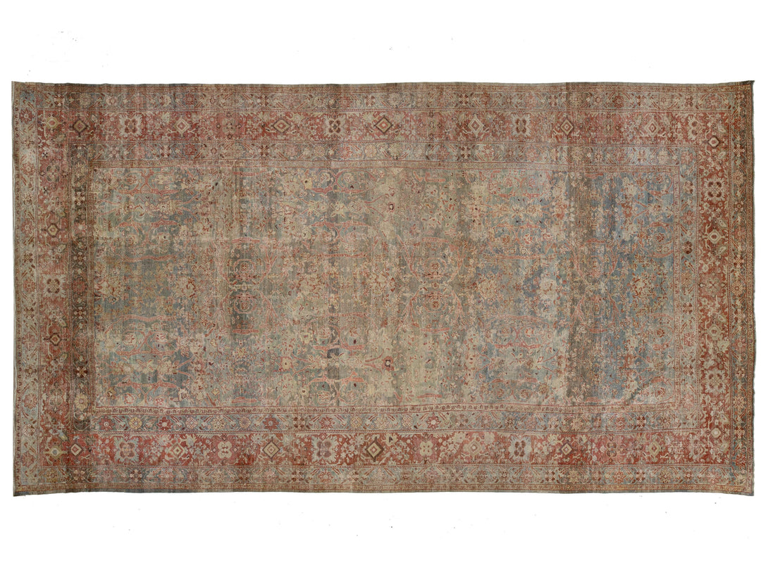 Antique Sultanabad Wool Rug 13 X 24