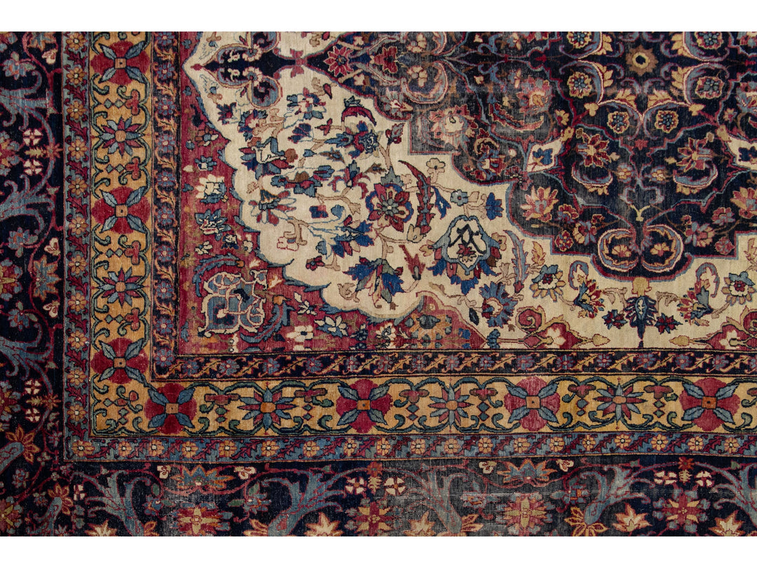 Antique Persian Kerman Wool Rug 15 X 22